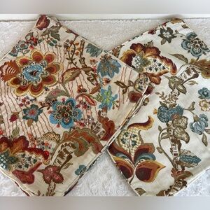 Lot 4 World Market 17"x 17" Embroidered /plain Floral Leaf BOHO Pillow Covers